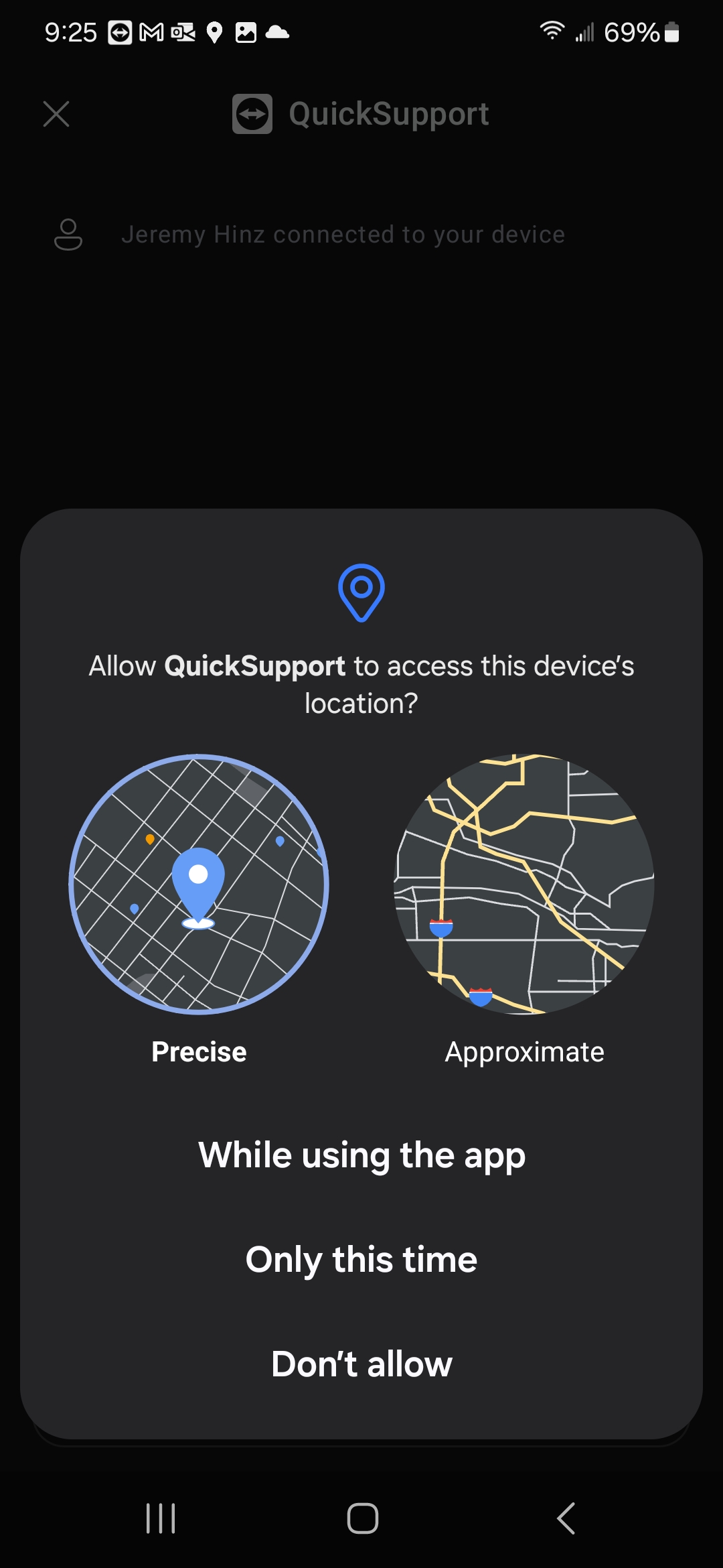 Allowing device location