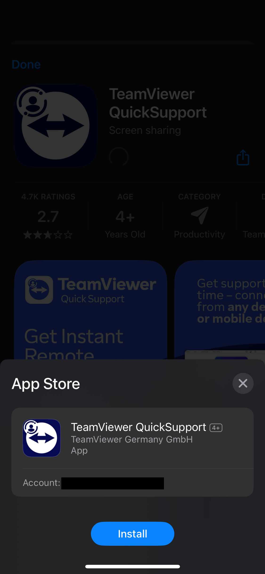 Prompt to install TeamViewer