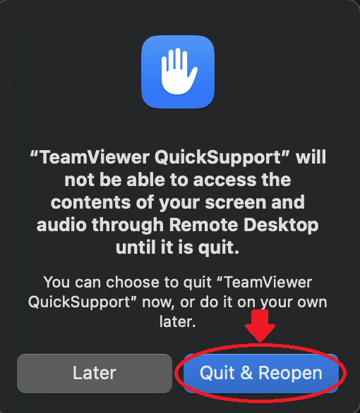 Restart TeamViewer to Connect